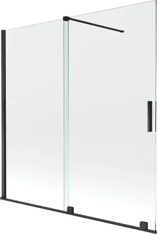 Sprchové dvere MEXEN/S - Velar Dvojkrídlová posuvná vaňová zástena 160 x 150, transparent, čierna 896-160-000-01-70