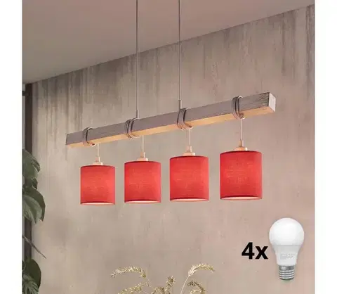 Svietidlá BRILAGI - LED luster na lanku NUBILA 4xE27/60W/230V sivá/červená 1xEG49927A+4xBG1578