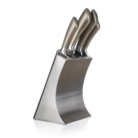 Kuchynské nože Banquet Sada nožov Metallic Platinum, 5 ks a nerezový stojan