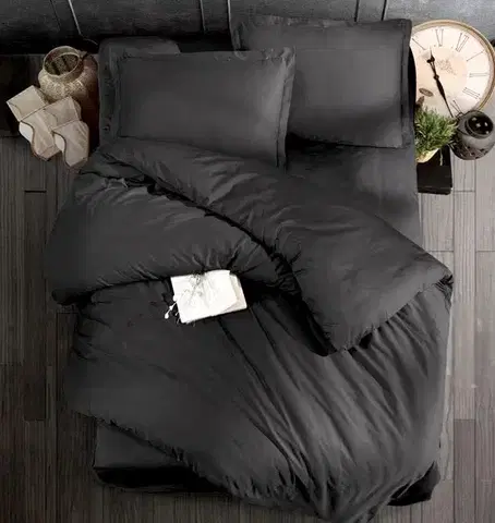 Obliečky Obliečky bavlnený satén exclusive Modern tmavo sivé 200x140cm+90x70cm TiaHome
