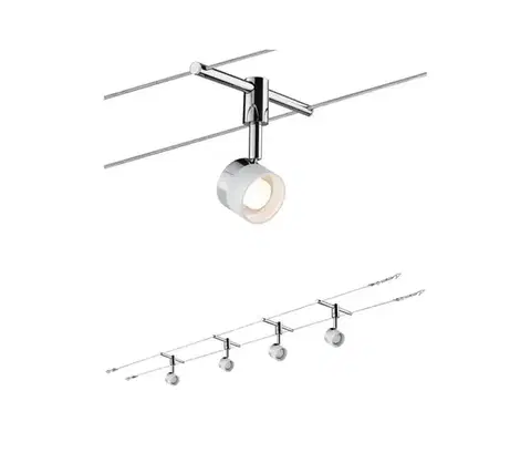 Svietidlá Paulmann 94080 - Sada 4× LED/4,8 W Kompletný lanový systém STAGE 230 V chróm 94080