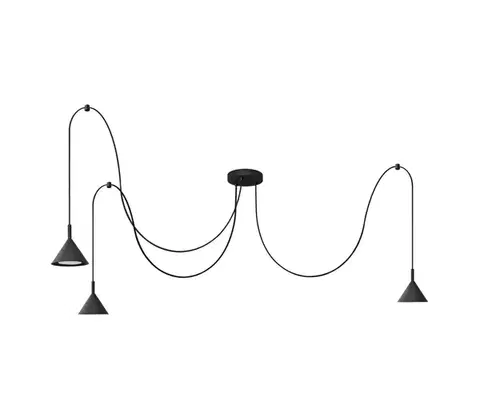 Svietidlá  Luster na lanku ETNA LONG 3xGX53/10W/230V pavúk čierna W-KMD 1920/3 BK-B