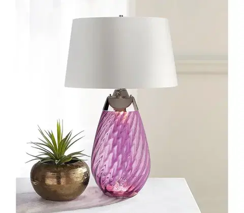 Lampy Elstead LENA-TL-L-PLUM-OWSS-LED Stol. lampa LENA 1xE27/40W/230V 74cm ružová/biela LENA-TL-L-PLUM-OWSS