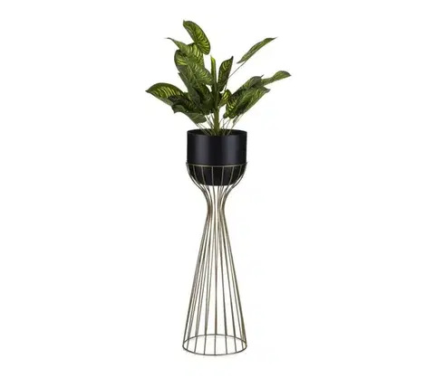 Stojany na kvetiny HowHomely Kovový kvetináč LOFT 68x20 cm zlatá/čierna HH-ML-12-GB