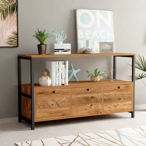 Komody Konzolový stolík Nero v2 - Atlantic Pine, Black