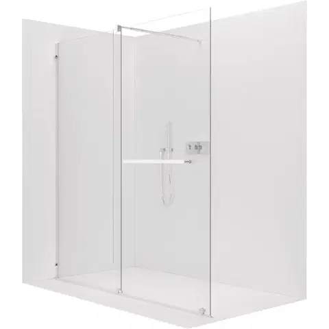 Sprchové dvere CERANO - Sprchová zástena Walk-in Medin Ľ/P - 8 mm - chróm, transparentné sklo - 140x195 - dvojdielna posuvná CER-477994