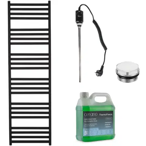 Doplnky do kúpeľne CERANO - Kúpeľňový elektrický radiátorový set Fulgiduson - 600W - čierna matná - 1800x530 mm CER-680540