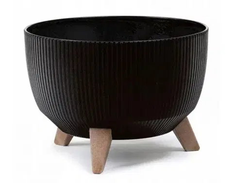 Kvetináče a truhlíky Kinekus Kvetináč plastový, priemer 240mm, ROMA JUMPER, čierny