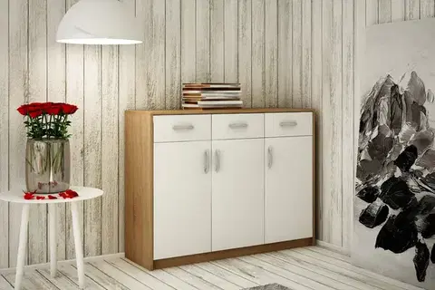 Komody a skrinky ANES komoda 3D3S, dub sonoma/biela