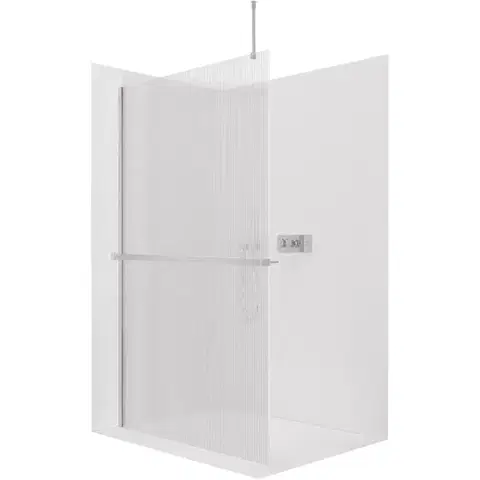 Držadlá k vani CERANO - Sprchová zástěna Walk-in Onyx Top Round L/P - 8 mm - kulatá vzpěra + polička/držák na ručníky - chrom, rýhované sklo - 120x200  CER-8050BD1663