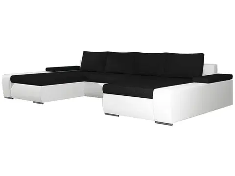 Sedacie súpravy NABBI Melfi L/P rohová sedačka u s rozkladom a úložným priestorom čierna (Sawana 14) / biela (Soft 17)