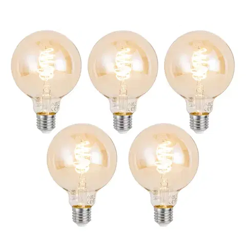 LED osvetlenie Sada 5 inteligentných stmievateľných LED žiaroviek E27 G95 jantárových 4.9W 320 lm 2500K Zigbee