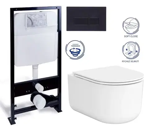 Závesné wc sety PRIM predstenový inštalačný systém s čiernym tlačidlom 20/0044+ WC CERSANIT INTRO PRO OVAL /vírivé splachovanie/ + sedadlo PRIM_20/0026 44 IR1
