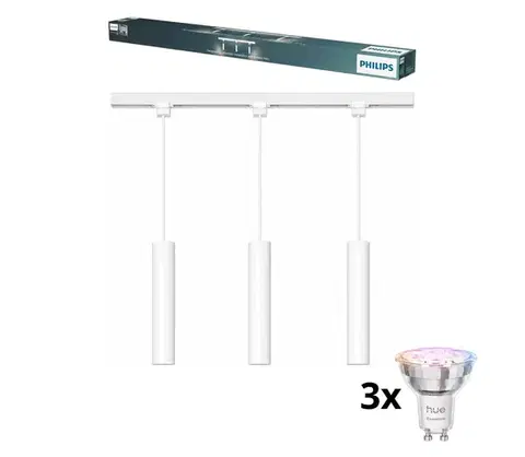 Svietidlá Philips - LED stmievateľný luster na lanku v lištovom systéme EASYLINK 3xGU10/4,7W/230V 1 m biela P7615+3xP7029