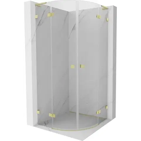 Sprchovacie kúty MEXEN/S - Lunar L sprchový kút štvrťkruh krídlový 90 x 90, transparent, zlato kartáčovaná 833L-090L-090P-55-00