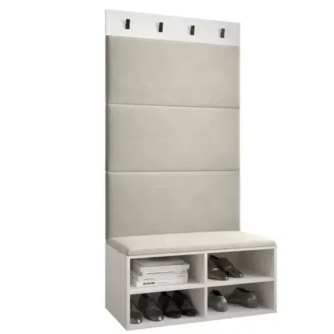 Spálňové šatníkové skrine Predsieňový nábytok Miro biela/čierna panel béžová