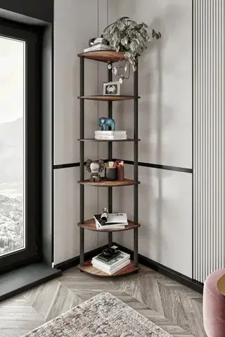 Knižnice Knižnica Bookcase 6 Corner - Walnut