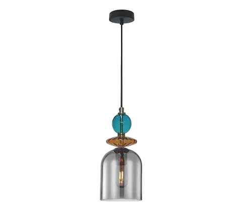 Svietidlá Light Prestige Závesné svietidlo s lankom TROPEA 1xE27/15W/230V čierna/dymová modrá/béžová LP-2004/1P M SM