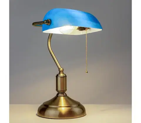 Lampy Brilagi - Stolná lampa BANK OFFICE 1xE27/60W/230V mosadz/modrá L352-MO/MOS