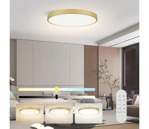 Svietidlá  NEO 07312L-LED stmievateľné stropné svietidlo SEMPLICI 128 W / 230 V, priemer 100 cm, Wi‑Fi Tuya, zlaté + diaľkové ovládanie 07312L