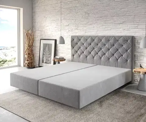 Rámy postelí DELIFE Boxspring posteľ Dream-Great 180×200 cm mikrovlákno sivá