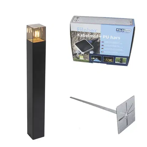 Zahradne stlpove lampy Stojacia vonkajšia lampa čierna 70 cm IP44 s dymovým sklom - Dánsko