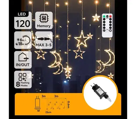 LED osvetlenie  B.V.  - LED vonkajšia vianočná reťaz 120xLED/6W/230V/8 funkcií 3x0,6m IP44 teplá bielaDO B10303S6U