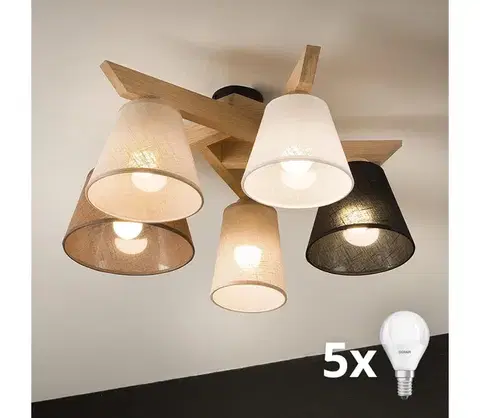 Svietidlá BRILAGI - LED  Prisadený luster ANTHONY 5xE14/40W/230V dub 8590828610830