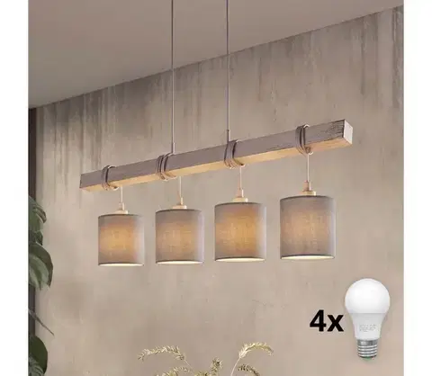 Svietidlá BRILAGI - LED luster na lanku NUBILA 4xE27/60W/230V svetlosivý 1xEG49927A+4xBG2454