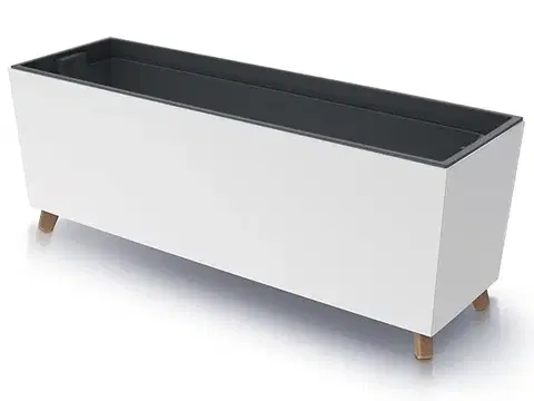 Kvetináče a truhlíky NABBI DUC800N plastový kvetináč na nožičkách 77 cm biela