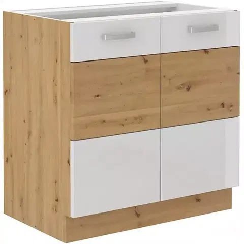 Kuchynské skrinky stojace Skrinka do kuchyne ARTISAN biela lesklá 80D 2F BB