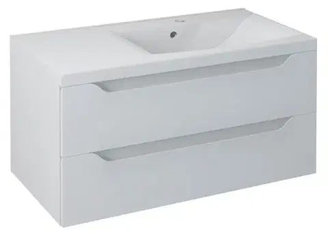 Kúpeľňový nábytok SAPHO - WAVE umývadlová skrinka 89,7x45x47,8cm, biela, pravá WA093-3030