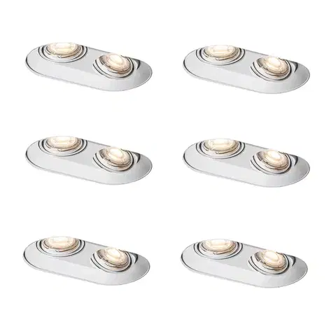 Zapustené svietidlá Sada 6 zaoblených zapustených bodových svetiel biela GU10 50 mm 2-svetlá - Hubs