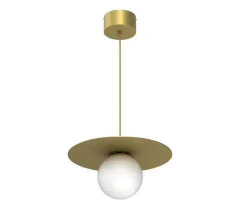 Svietidlá  Závesný luster FLAT na lanku 1xE27/15W/230V, zlatý 9590