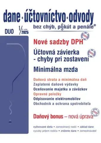 Dane, účtovníctvo Dane účtovníctvo odvody 1 2025 - Nové sadzby DPH pre rok 2025 - Kolektív autorov