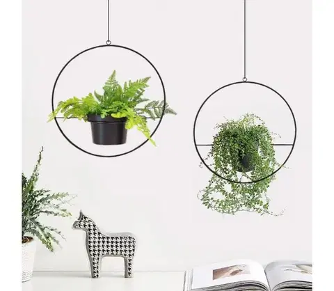 Stojany na kvetiny  SADA 2x Záves na kvetináč 25cm/30cm kov 968HBR1120