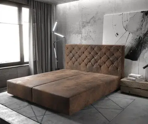 Rámy postelí DELIFE Boxspring posteľ Dream-Great 180x200 cm mikrovlákno hnedá