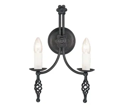 Svietidlá Elstead BY2-BLACK - Nástenné svietidlo BELFRY 2xE14/60W/230V BY2-BLACK