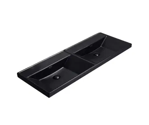 Umývadlá Nábytkové dvojumývadlo SAT B-Way 121x46 cm čierna matná dva otvory pre batériu SATBW212046BKM SATBW212046BKM