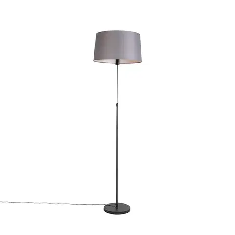 Stojace lampy Stojaca lampa čierna s tmavosivým ľanovým tienidlom 45 cm - Parte