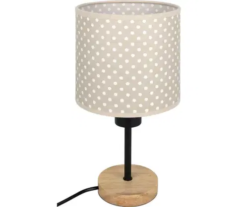 Lampy BRILAGI - Stolná lampa BOBO WOOD 1xE27/25W/230V dub/čierna/béžová/bodky BG1567+BG5581