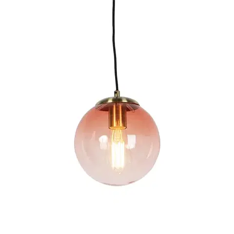 Závesné svietidlá Závesné svietidlo v štýle Art Deco mosadz s ružovým sklom 20 cm - Pallon