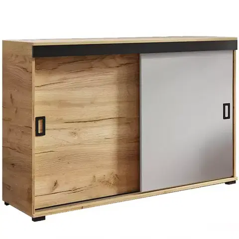 Komody do spálne Komoda Retro 120 Craft/Biely + Čierna Rukoväte
