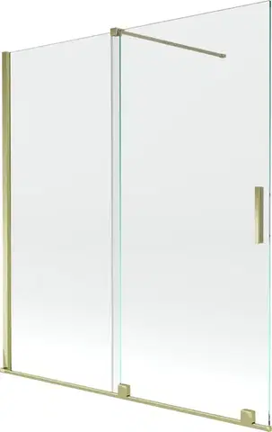 Sprchové dvere MEXEN/S - Velar Dvojkrídlová posuvná vaňová zástena 150 x 150, transparent, zlatá 896-150-000-01-50
