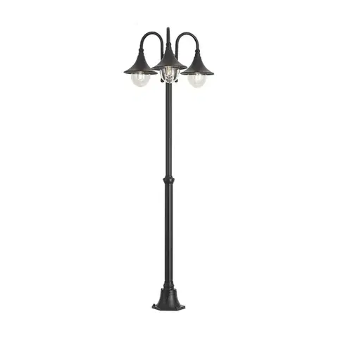 Vonkajšie svietidlá Klasická vonkajšia lampa čierna 200 cm 3-svetlá IP44 - Daphne