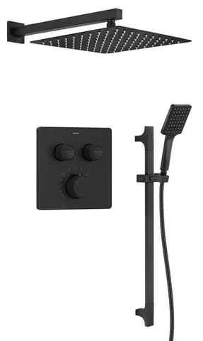 Držadlá k vani SAPHO SAPHO - SMART SELECT sprchový set s termostatickou batériou, 2 výstupy, posuvný držiak sprchy, čierna mat RP042B-02