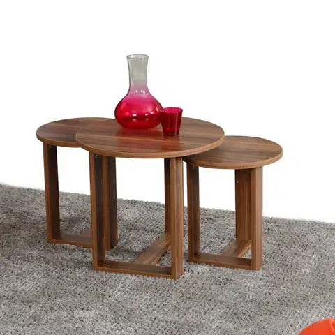 Konferenčné stolíky Sada odkladacích stolíkov (3 kusy) Mira - Walnut