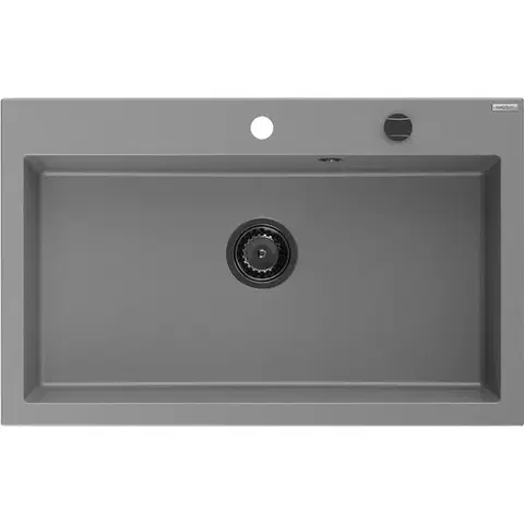 Kuchynské drezy MEXEN/S MEXEN/S - Elix granitový drez 1-miska 800 x 500 mm, sivý, sifón čierna 6527801005-71-B