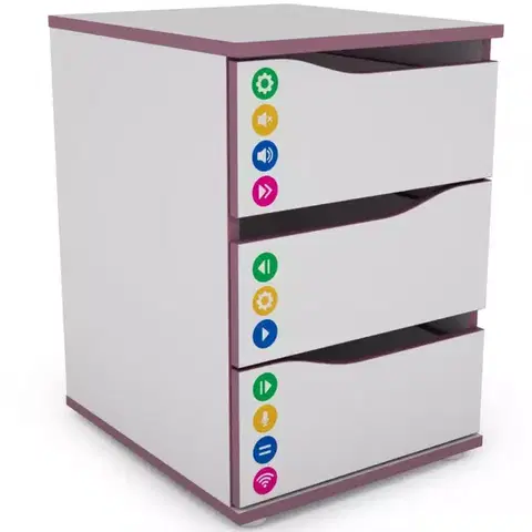 Komody do detskej izby Komoda Matrix 40 3s biela/fialový