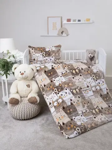 Detské obliečky MKLozkoviny.sk Obliečky mikroplyš do postieľky Exclusive - Mačacia invázia - 100 × 135 cm - 40 x 60 cm